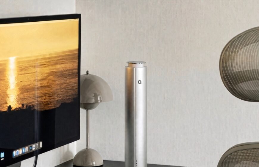 AURO A500 waterless tower scent diffuser – slim design for desks and bedrooms – detail view