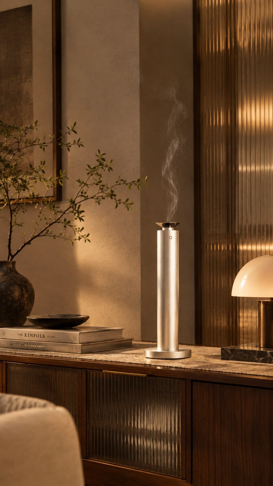 AURO A600 waterless diffuser on a hotel reception console