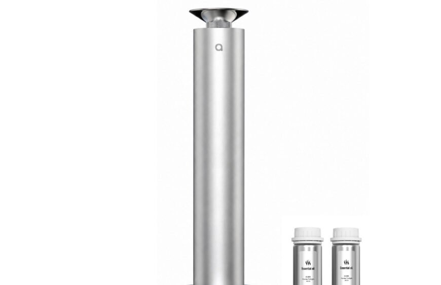 AURO A600 waterless desktop scent diffuser in sculptural aluminium