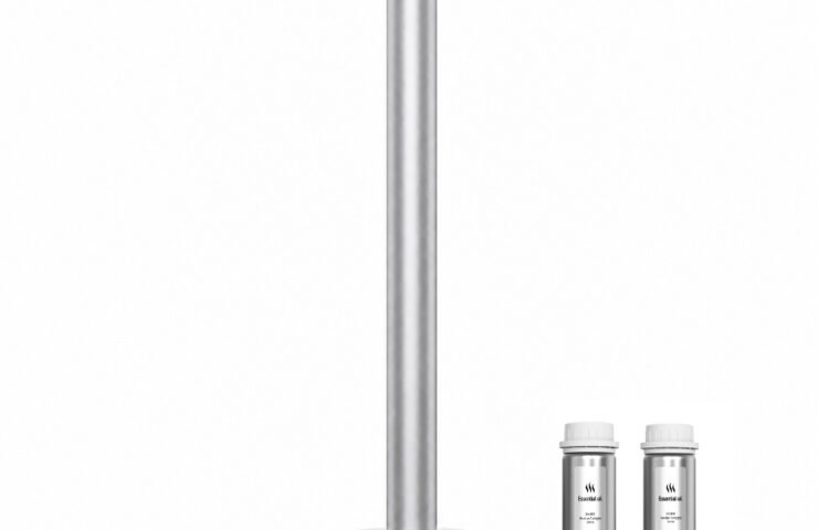 AURO A900 large-room waterless tower diffuser in brushed silver